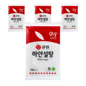 큐원 하얀 설탕, 3kg, 4개