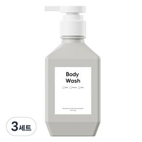 뉴앤룩 폴리 디스펜서 샴푸 바디워시 리필용기 주방세제 공병 일반형 400ml + B라벨스티커 바디워시 세트, 그레이(공병), 3세트