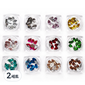 퍼니네일 다각왕스톤 12종 세트, 물방울 5 x 8 mm, 2세트