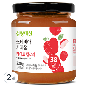 설탕대신 스테비아 사과잼, 220g, 2개