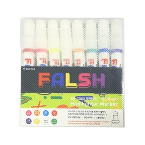 투코비 falsh 형광 화이트 블랙 윈도우마카펜 8색 세트, 혼합색상, 1세트