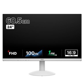 AOC 알파스캔 FHD 보더리스 IPS 100 무결점 모니터 화이트, 60.5cm, 24B30H2/BW