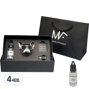 엠퓨처 불독 차량용 방향제 실버 + 블랙베리베이오일 15ml 2p + 선물 쇼핑백 대표, 4세트, 과일/트로피칼향