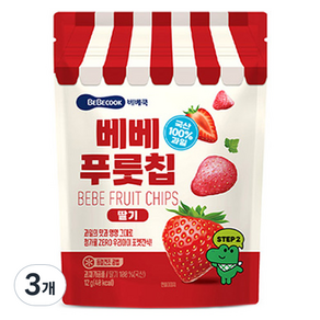 베베쿡 유아용 베베 푸룻칩 딸기, 12g, 3개