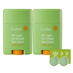 김정문알로에 큐어 에어라이트 UV 쉴드 선스틱 SPF50+ PA++++ 20g x 2p + 2X 크림 3.5g x 2p + 클렌져 2ml x 3p