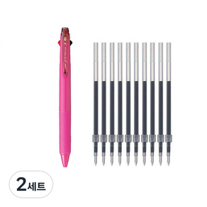 제트스트림 3색볼펜 0.38mm + 리필심 블랙 10p, 로즈핑크, 2세트