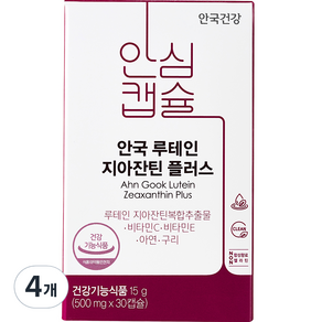 안국건강 루테인 지아잔틴 플러스 15g, 4개, 30정