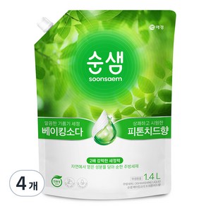 순샘 베이킹소다 피톤치드향 리필 세제, 1.4L, 4개