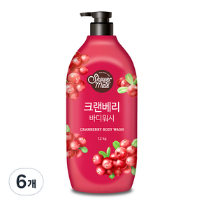 샤워메이트 내추럴 크랜베리 바디워시 크렌베리향, 1.2kg, 6개