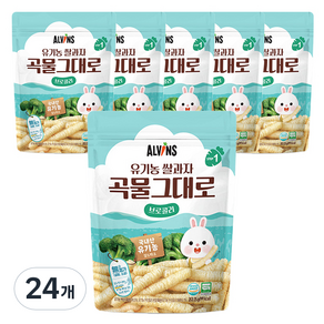 엘빈즈 유기농 쌀과자 곡물그대로, 25g, 24개, 브로콜리