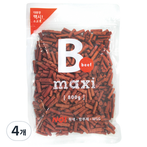 맥시 대용량 강아지간식, 비프 져키 맛, 800g, 4개