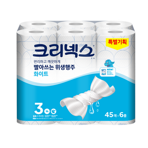 크리넥스 빨아쓰는 위생행주 화이트 45매, 6개