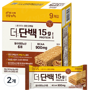 더단백 크런치 프로틴바 피넛버터 9p, 360g, 2개