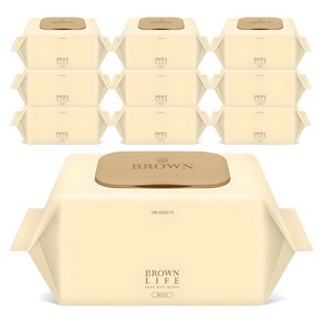 브라운라이프 베이지 엠보싱 대용량 물티슈 캡형, 50g, 100개입, 10개