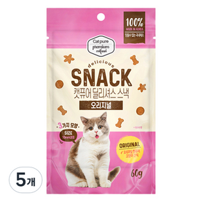 캣퓨어 고양이 딜리셔스 스낵 오리지널, 60g, 5개, 혼합맛(닭고기/참치)