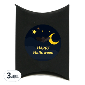 도나앤데코 아주작은반달상자 블랙30p + 러블리 할로윈 happy halloween 박쥐 4.5cm스티커 30p, 3세트