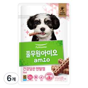 아미오 강아지 건강담은 간식 덴탈껌 레드, 100g, 6개