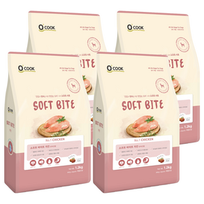 OCOOK 전연령 강아지 바이트 소프트사료, 닭, 1.2kg, 4개