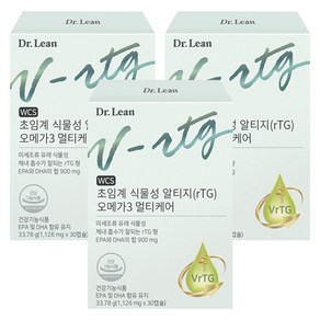 닥터린 초임계 식물성 알티지(TG) 오메가3 멀티케어 33.78g, 30정, 3개