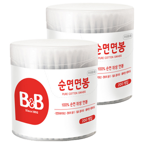 비앤비 순면 유아 면봉, 200개입, 2개