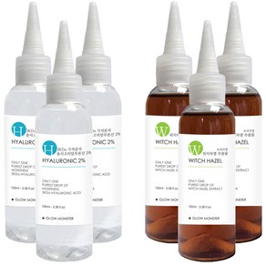 [비건뷰티] 글로우몬스터 프리미엄 위치하젤 추출물 100ml + 3Kda 올리고 히알루론산 2% 원액 100ml, 6개