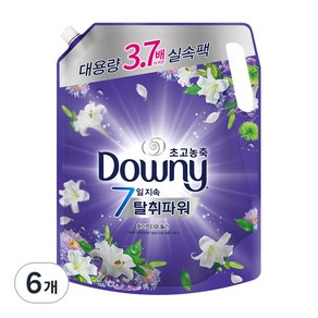 다우니 7일 탈취파워 초고농축 섬유유연제 화이트티와 릴리 리필, 2.6L, 6개