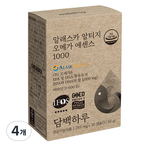 담백하루 비타민D 600IU 알래스카 알티지 오메가 에센스 1000 37.65g, 4개, 30정