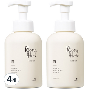 살림백서 라이스 앤 허브 핸드워시 그린포레스트, 4개, 500ml