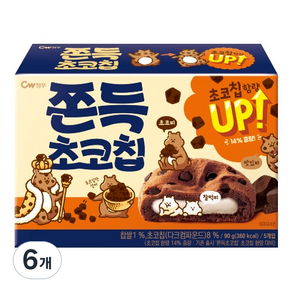 청우식품 쫀득 초코칩 5p, 90g, 6개