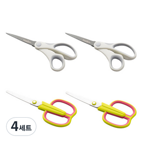 화신 733 코팅가위 2p + 605 애플가위 2p 세트, 혼합색상, 4세트