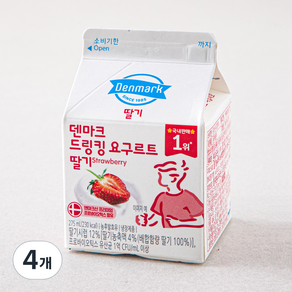 덴마크 드링킹 요구르트 딸기, 275ml, 4개