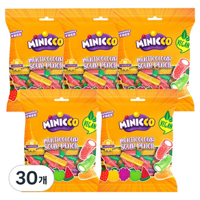 미니꼬 비건젤리 멀티컬러 사우어 펜슬, 50g, 30개