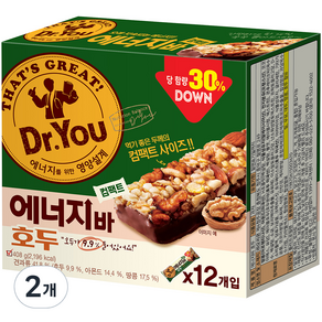 닥터유 에너지바 호두 컴팩트, 408g, 2개