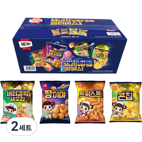 코스모스제과 멀티버스1 과자세트, 트위스트 5p + 버터갈릭새우칩 5p + 짱이야 4p + 콘칩 4p, 2세트