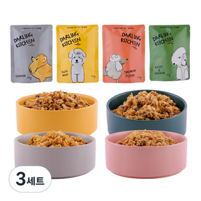 달링키친 강아지 자연화식 사료 4종 세트, 소+닭+오리+연어, 100g, 3세트