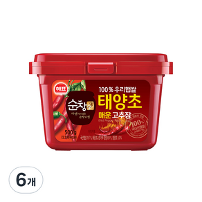 순창궁 우리햅쌀 태양초 매운고추장, 500g, 6개