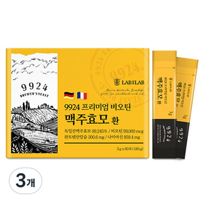 랩온랩 9924 프리미엄 비오틴 맥주효모 환 스틱형 60p, 180g, 3개