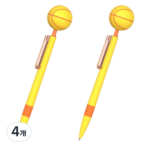 재미있는 스포츠 젤 볼펜 농구공 0.9mm, 검정, 4개