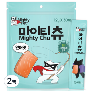 마이티펫 고양이 짜먹는 스틱 간식 30p, 연어맛, 360g, 2팩