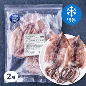 어보선 두툼한 국내산 손질오징어 (냉동), 1kg, 2개