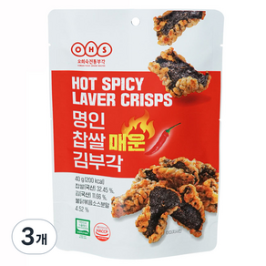 오희숙전통부각 명인 찹쌀 매운 김부각, 3개, 40g