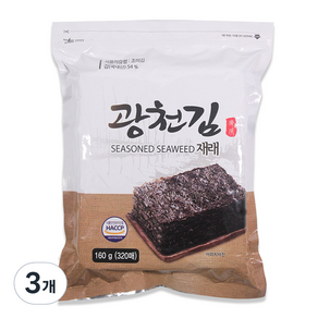 광천김 재래김, 160g, 3개