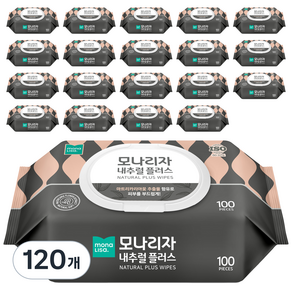 모나리자 내추럴 플러스 물티슈 캡형, 100매입, 120개