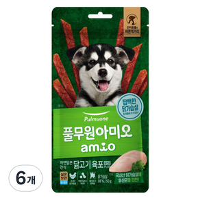 풀무원아미오 강아지 자연담은 육포 유산균PLUS, 닭가슴살, 50g, 6개