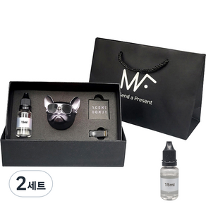 엠퓨처 불독 차량용 방향제 매트스페이스그레이 + 클린코튼오일 15ml 2p + 선물 쇼핑백 대표, 2세트, 파우더/비누향