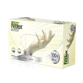 니트렉스 라텍스장갑 100p, 화이트, 중(M), 1개