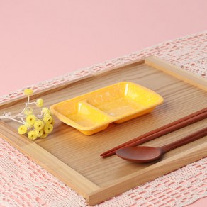 레트로 분식 떡볶이 팝 두칸접시, YELLOW, 10개