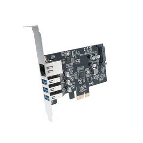 Coms PCI Express X1 USB 3.0 3포트 허브 플러스 1000m 기가랜 네트워크 포트 확장카드 KS585