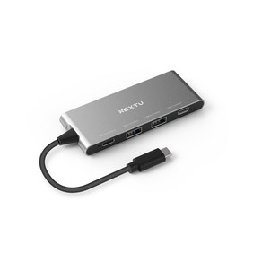 넥스트유 USB-C 3.2 Gen2 10G USB-A/C 4포트 무전원 허브, 실버