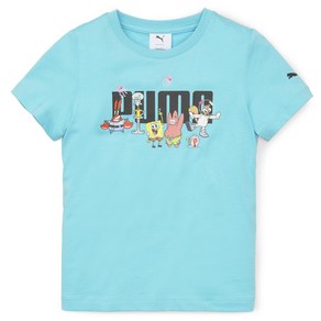 [PUMA]푸마_주니어_스폰지밥 로고 티셔츠_SPONGEBOB LOGO TEE_블루_67587179